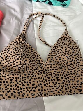 Forever 21 Leopard Triangle Bralette - Tan & Black